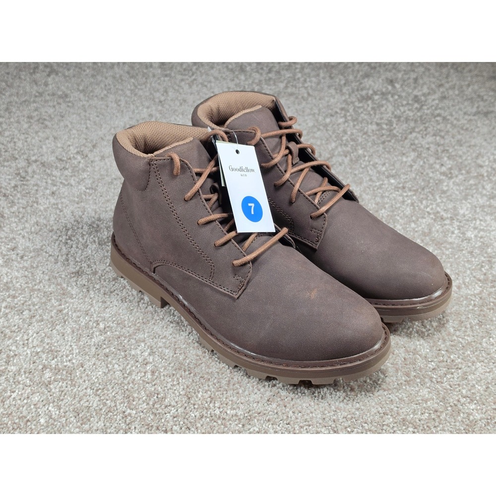 Goodfellow & Co Men Maynard Brown Lace Up Memory Foam Ankle Boots Size 7 New